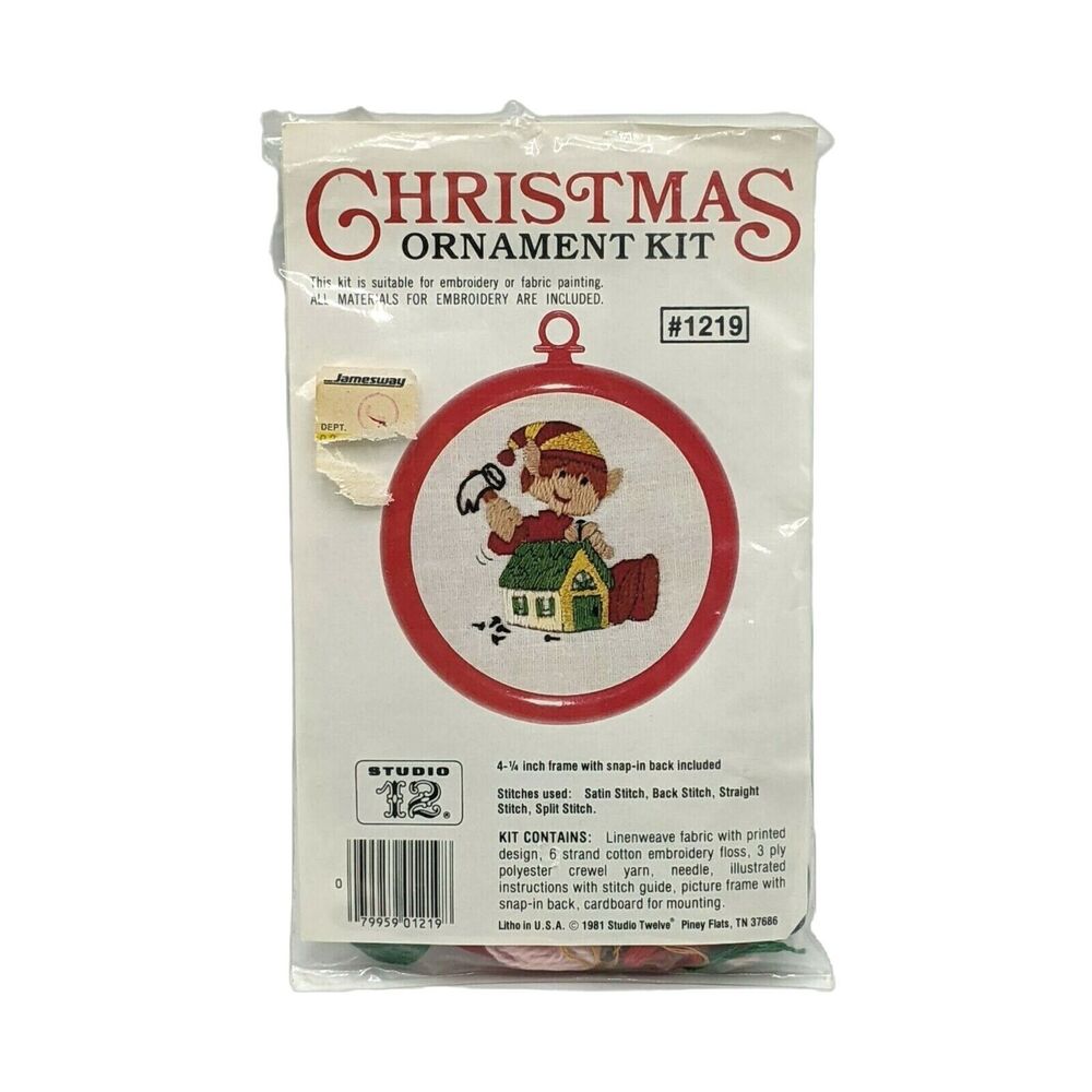 Studio 12 Christmas Ornament Kit Embroidery Elf Toys 1219 Dollhouse